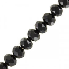 Faceted glass rondelle beads 4x3mm Black pearl shine coating